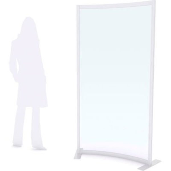 Tier One Communication Quantum Curved Rigid Stationary Floor Partition, 1-Panel, 36"W x 72"H, Clear, Aluminum Frame FP36X72AC